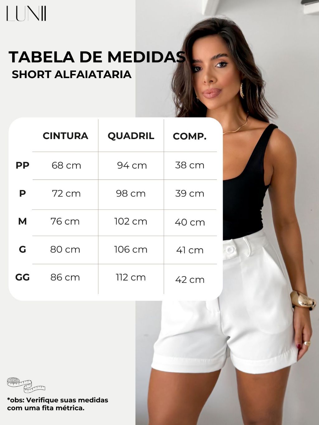 Short tecido em alfaiataria com Bolso Zíper e Botão Lunii