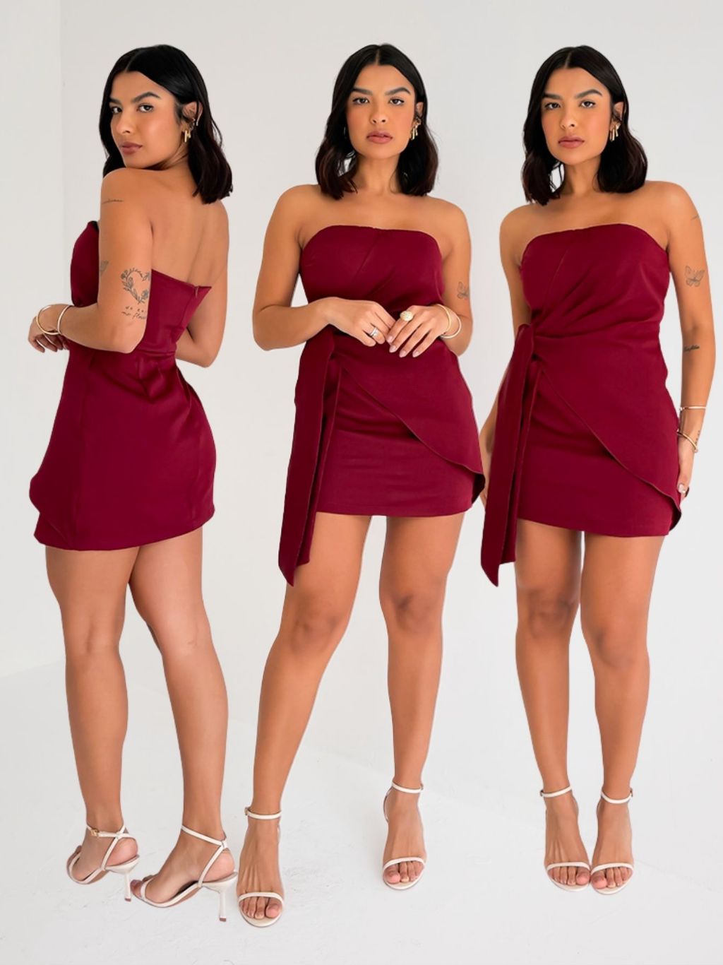 Vestido Tomara que Caia curto em Alfaiataria Transpassado