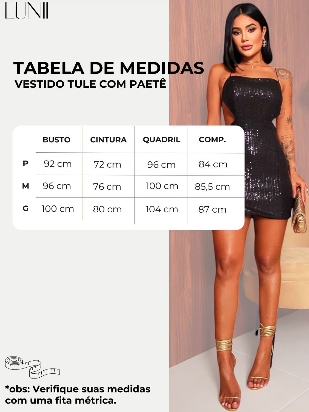 Vestido de Tule Com Paetê com Frente Única e Alça.