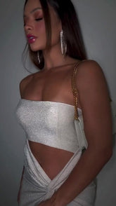 Mini Saia Feminina em Paetê com Acabamento Estruturado e Brilho Fashion Lunii