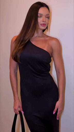 Vestido Drapeado Cordões Fenda Barra Traseira da Saia Lunii