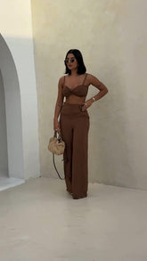 Conjunto Duna Cropped Trançado e Calça Pantalona Wide Leg da Lunii Helena Coleção Primavera Verão