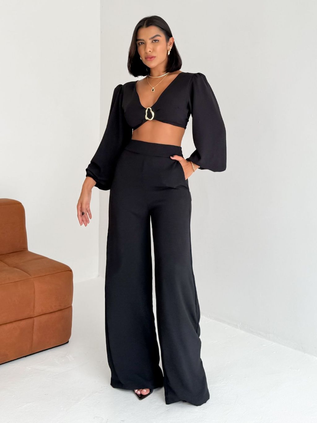 Conjunto Duna Manga Longa Balonê e Calça Pantalona Lore da Lunii Coleção Outono Inverno